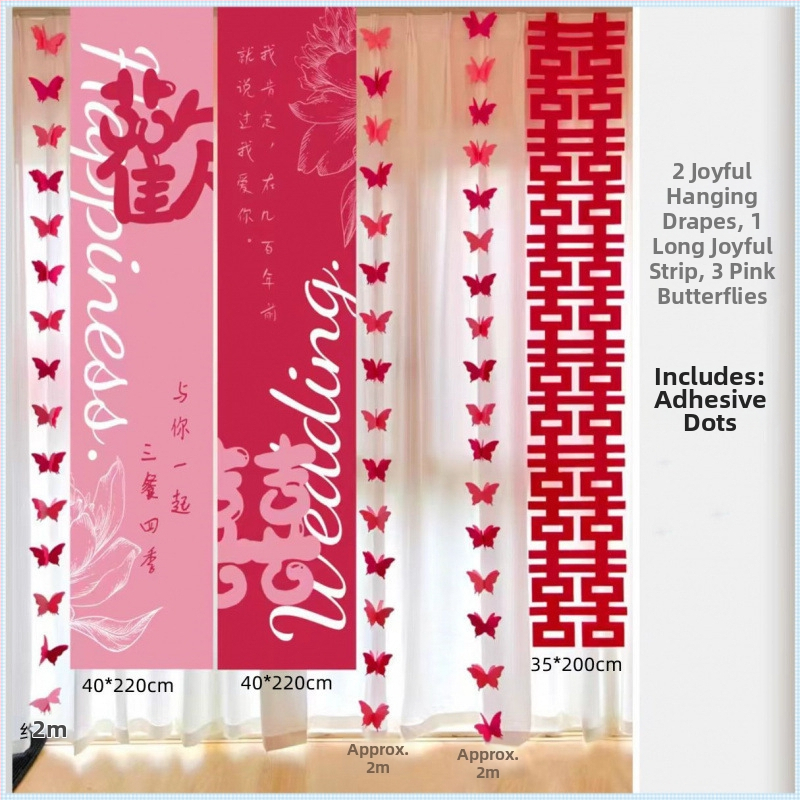 Purpurový textilný visiaci banner na svadbu pre výzdobu miestnosti; set pre zásnubný a nový domov; Materiál: netkaná textília; Značka: Iné; Kategória: Šťastné slovo; Import: Nie