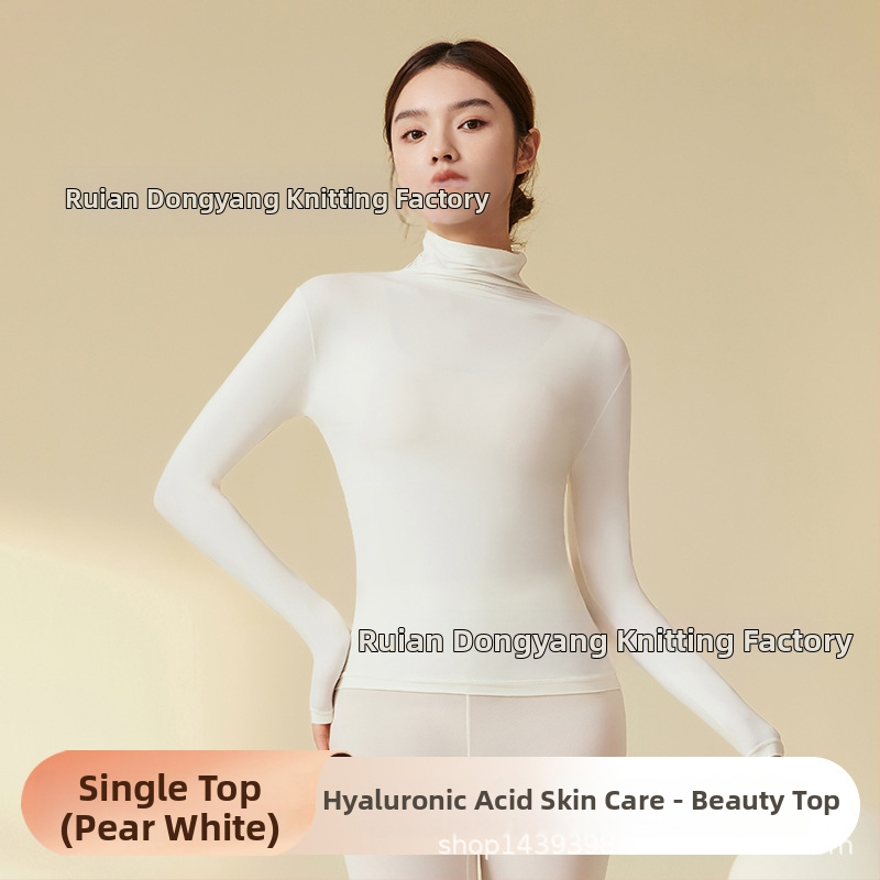 Nailono ultra plonas šilumos pagrindinis viršus moterims su aukštu kaklu, ruduo–žiema, be siūlių, odai malonus