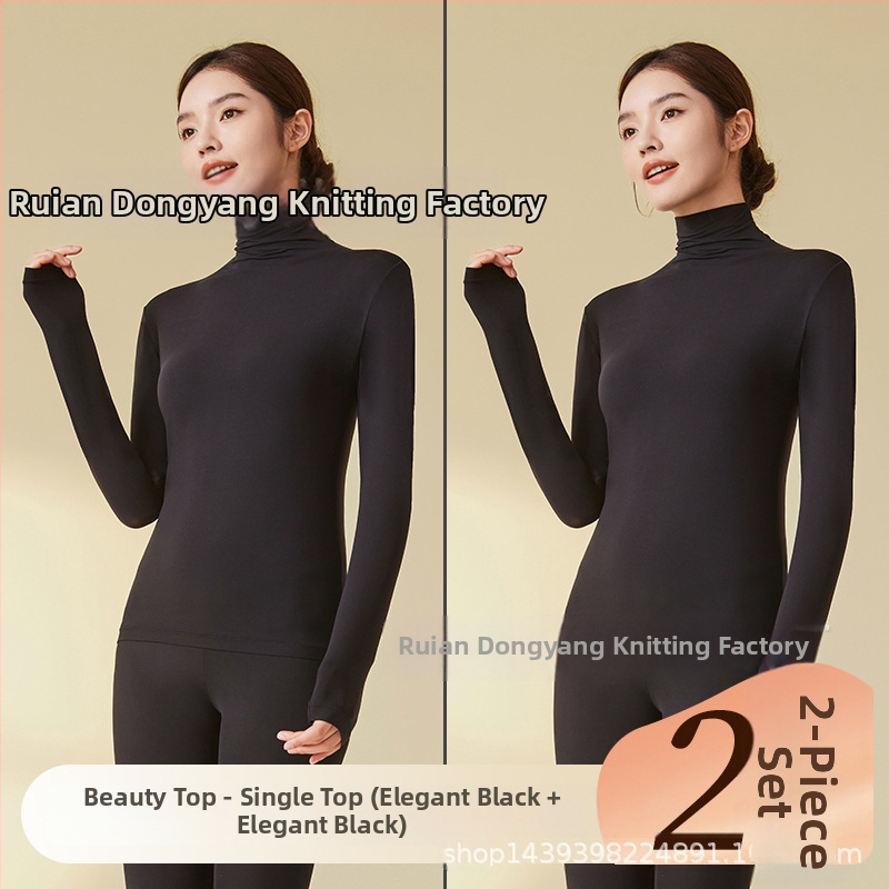 Nailono ultra plonas šilumos pagrindinis viršus moterims su aukštu kaklu, ruduo–žiema, be siūlių, odai malonus