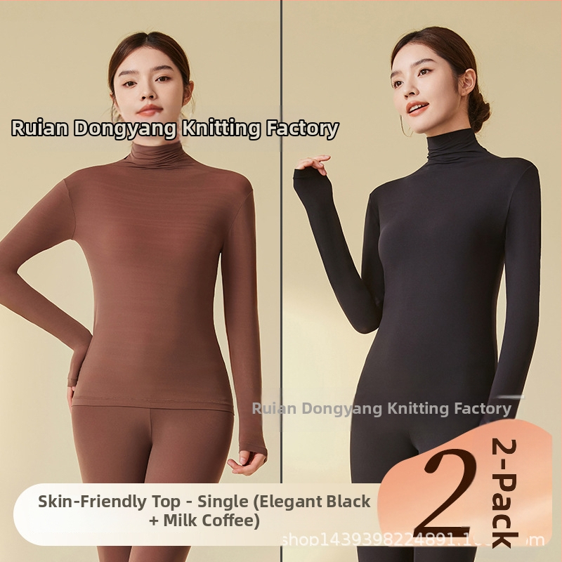 Nailono ultra plonas šilumos pagrindinis viršus moterims su aukštu kaklu, ruduo–žiema, be siūlių, odai malonus