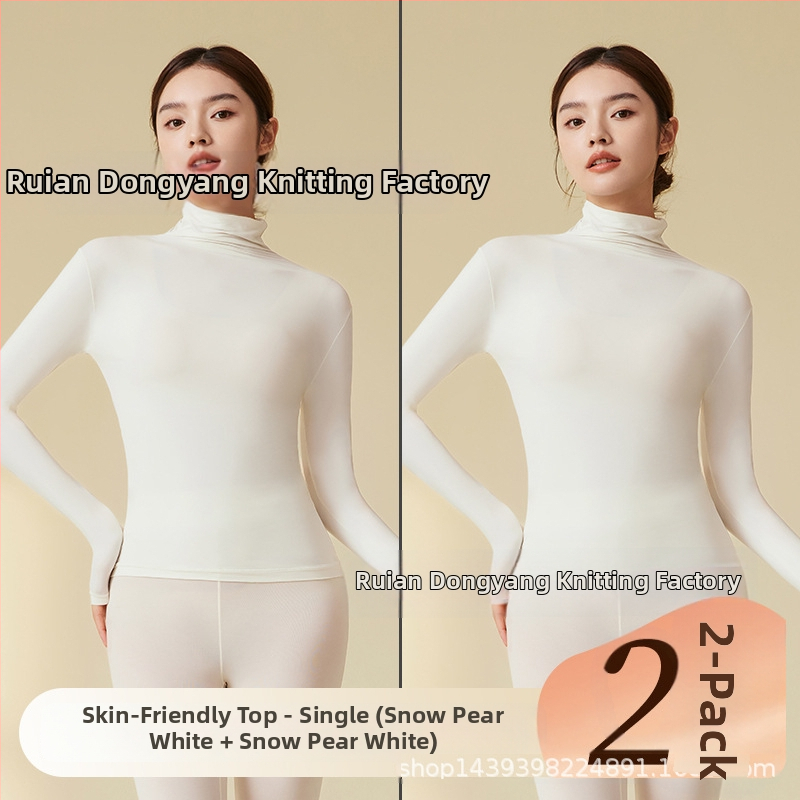 Nailono ultra plonas šilumos pagrindinis viršus moterims su aukštu kaklu, ruduo–žiema, be siūlių, odai malonus