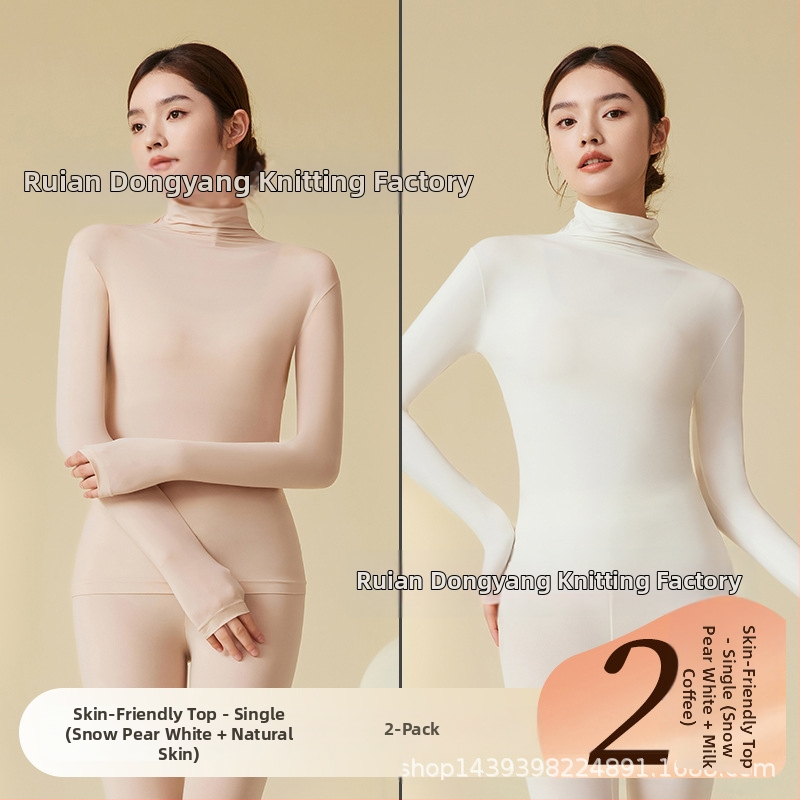 Nailono ultra plonas šilumos pagrindinis viršus moterims su aukštu kaklu, ruduo–žiema, be siūlių, odai malonus