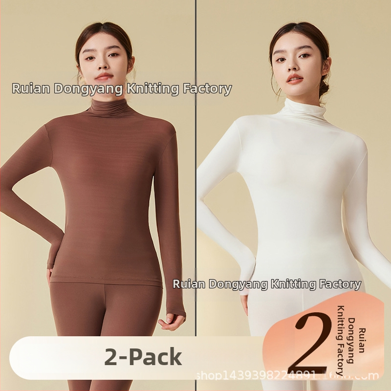 Nailono ultra plonas šilumos pagrindinis viršus moterims su aukštu kaklu, ruduo–žiema, be siūlių, odai malonus