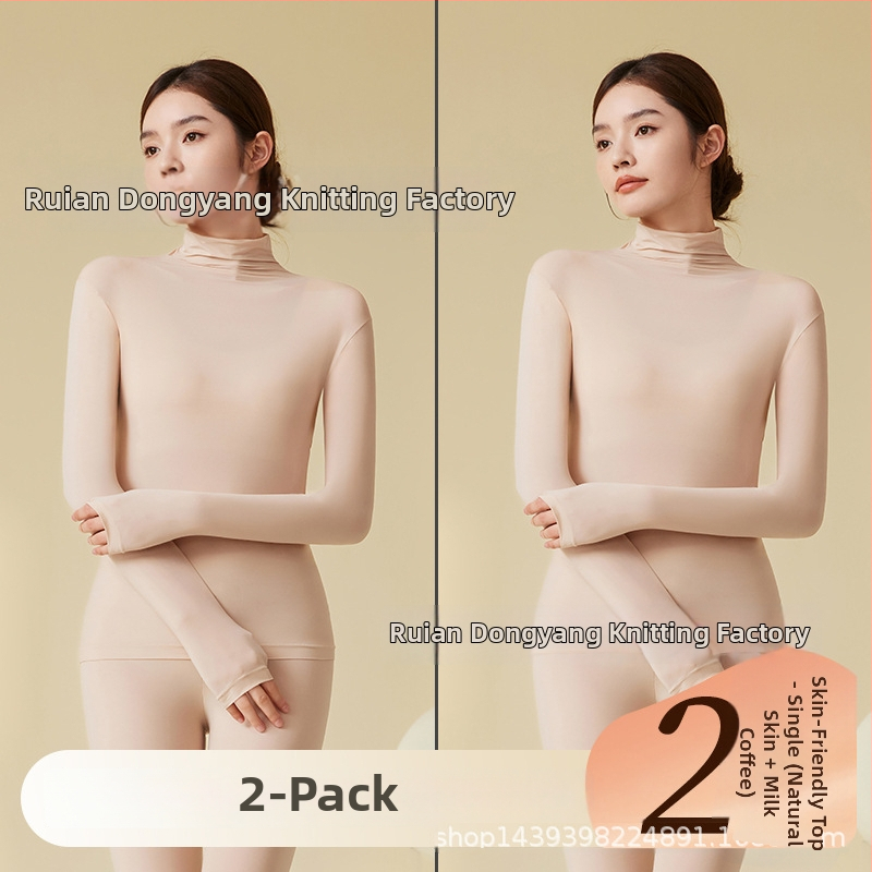 Nailono ultra plonas šilumos pagrindinis viršus moterims su aukštu kaklu, ruduo–žiema, be siūlių, odai malonus