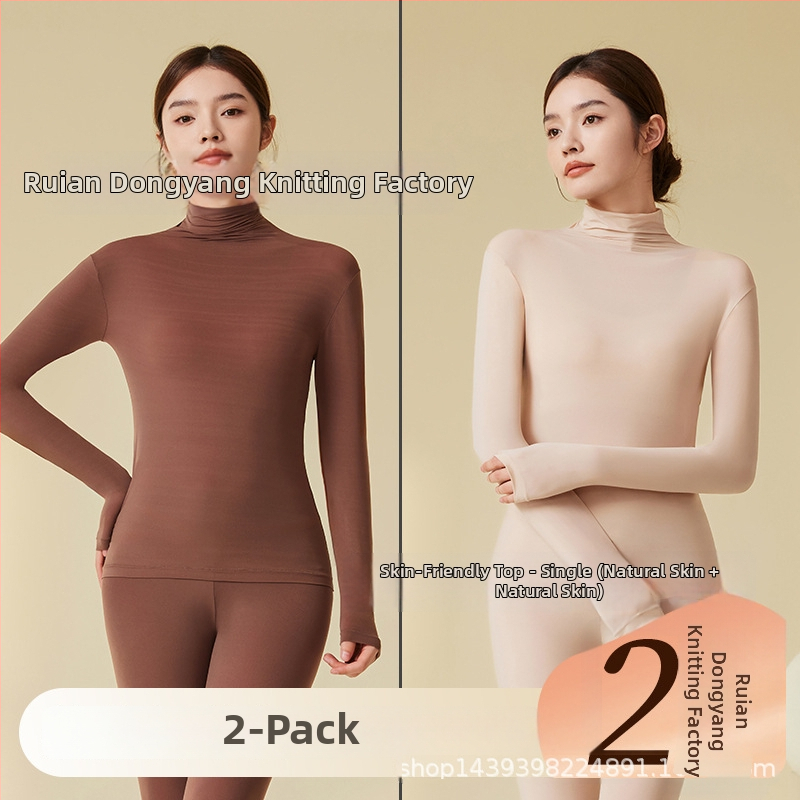 Nailono ultra plonas šilumos pagrindinis viršus moterims su aukštu kaklu, ruduo–žiema, be siūlių, odai malonus