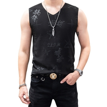 Férfi téli kétoldalas fleece mellény jacquard mintával, 92% poliészter, kémiai rostok keveréke, egyszerű stílus