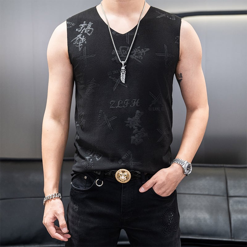 Férfi téli kétoldalas fleece mellény jacquard mintával, 92% poliészter, kémiai rostok keveréke, egyszerű stílus