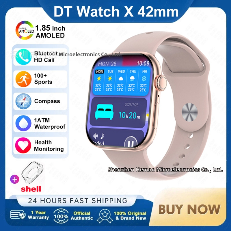 DT WATCH X mini έξυπνο ρολόι με κλήσεις Bluetooth, οθόνη AMOLED, κάσα από κράμα αλουμινίου, λουράκι σιλικόνης, συμβατό με Android