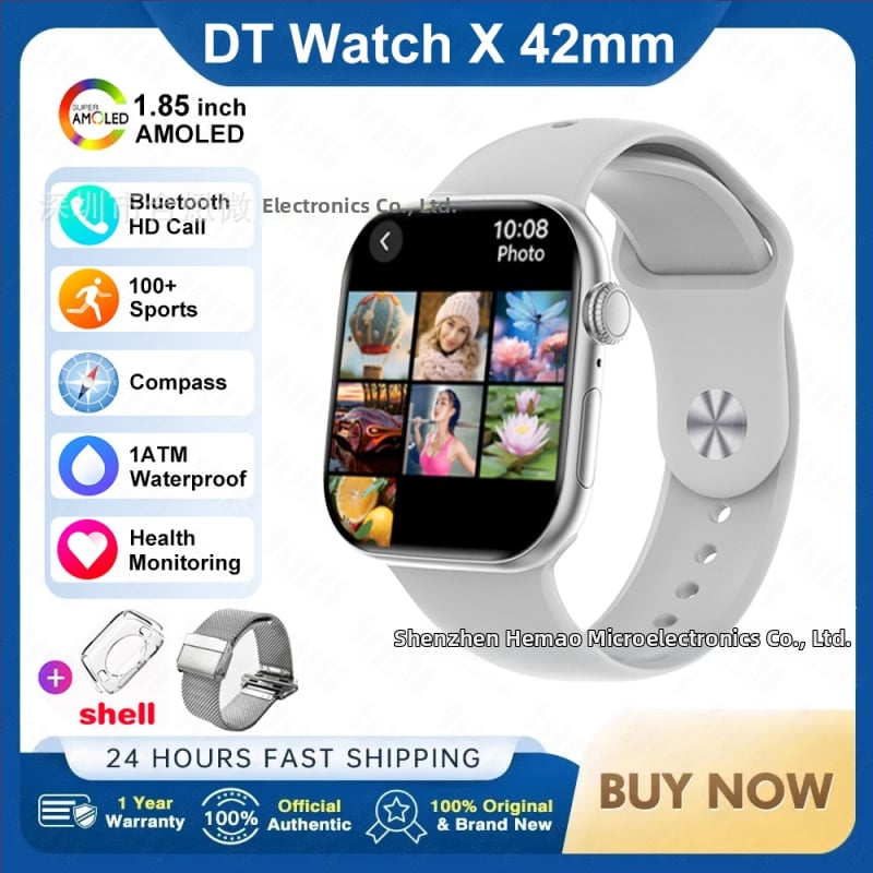 DT WATCH X mini έξυπνο ρολόι με κλήσεις Bluetooth, οθόνη AMOLED, κάσα από κράμα αλουμινίου, λουράκι σιλικόνης, συμβατό με Android