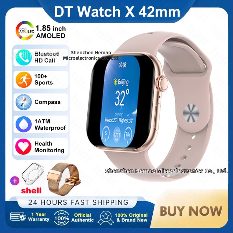 DT WATCH X mini έξυπνο ρολόι με κλήσεις Bluetooth, οθόνη AMOLED, κάσα από κράμα αλουμινίου, λουράκι σιλικόνης, συμβατό με Android