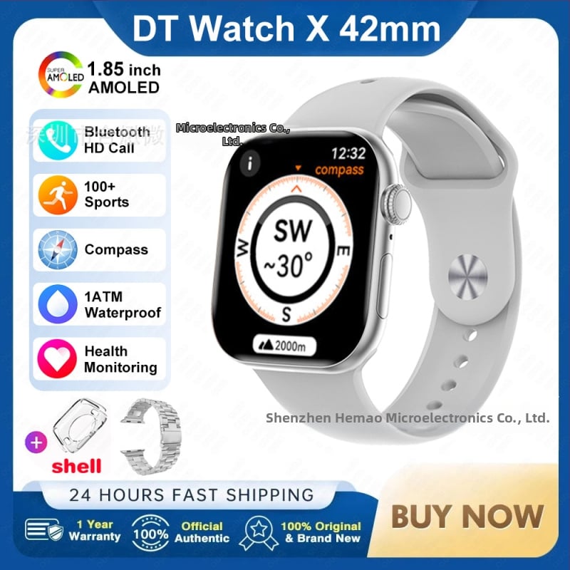 DT WATCH X mini έξυπνο ρολόι με κλήσεις Bluetooth, οθόνη AMOLED, κάσα από κράμα αλουμινίου, λουράκι σιλικόνης, συμβατό με Android