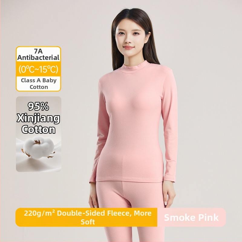 Ženski termalni set od 100% pamuka, s polugornjim ovratnikom, antibakterijski, antistaticki, debeli materijal, dvodijelni komplet (gornji dio i hlače)