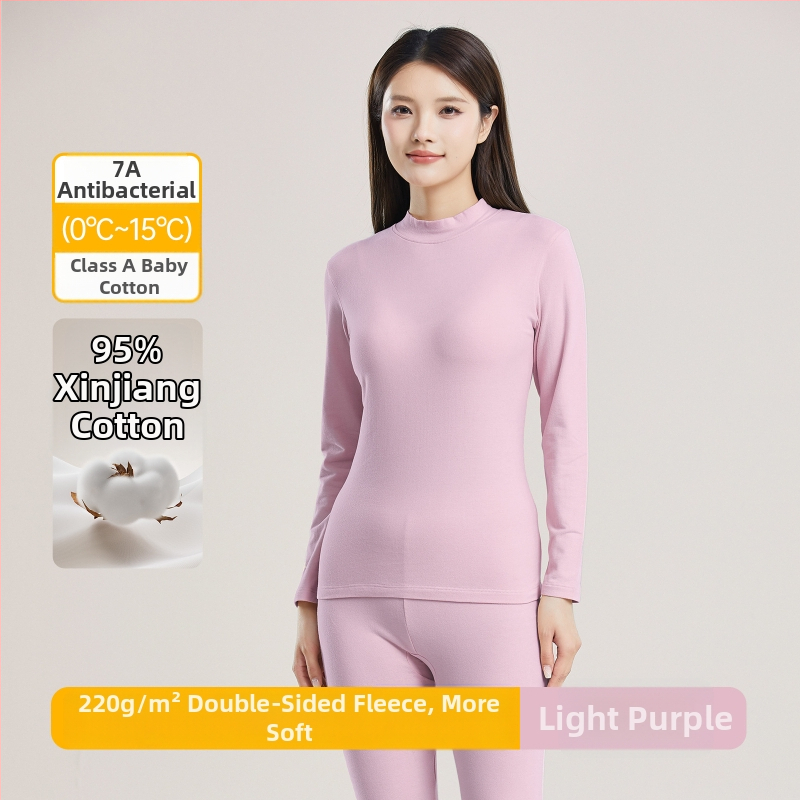 Ženski termalni set od 100% pamuka, s polugornjim ovratnikom, antibakterijski, antistaticki, debeli materijal, dvodijelni komplet (gornji dio i hlače)