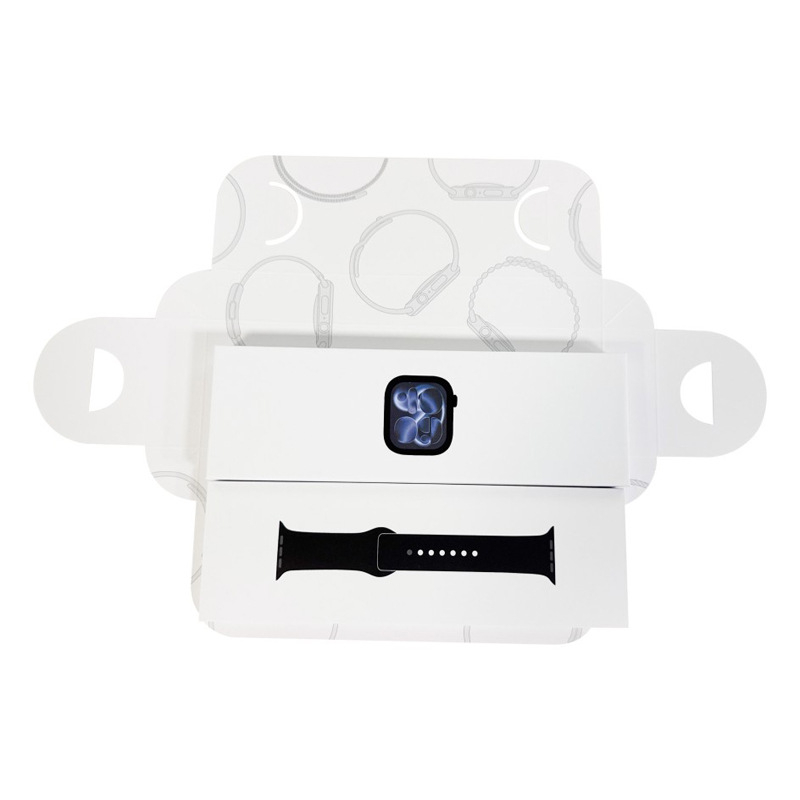 Кутия за опаковка на смарт часовник – фиксирана хартиена кутия, хартия с тегло 1200 г, офсетен печат и горещ печат, печат на лого.