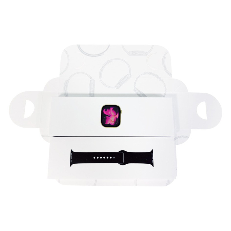 Кутия за опаковка на смарт часовник – фиксирана хартиена кутия, хартия с тегло 1200 г, офсетен печат и горещ печат, печат на лого.