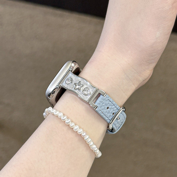 Staklena dijamantna polubrašna narukvica s kožnim remenom za Apple Watch, 38–49 mm