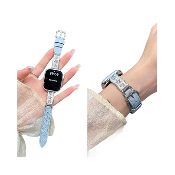 Staklena dijamantna polubrašna narukvica s kožnim remenom za Apple Watch, 38–49 mm