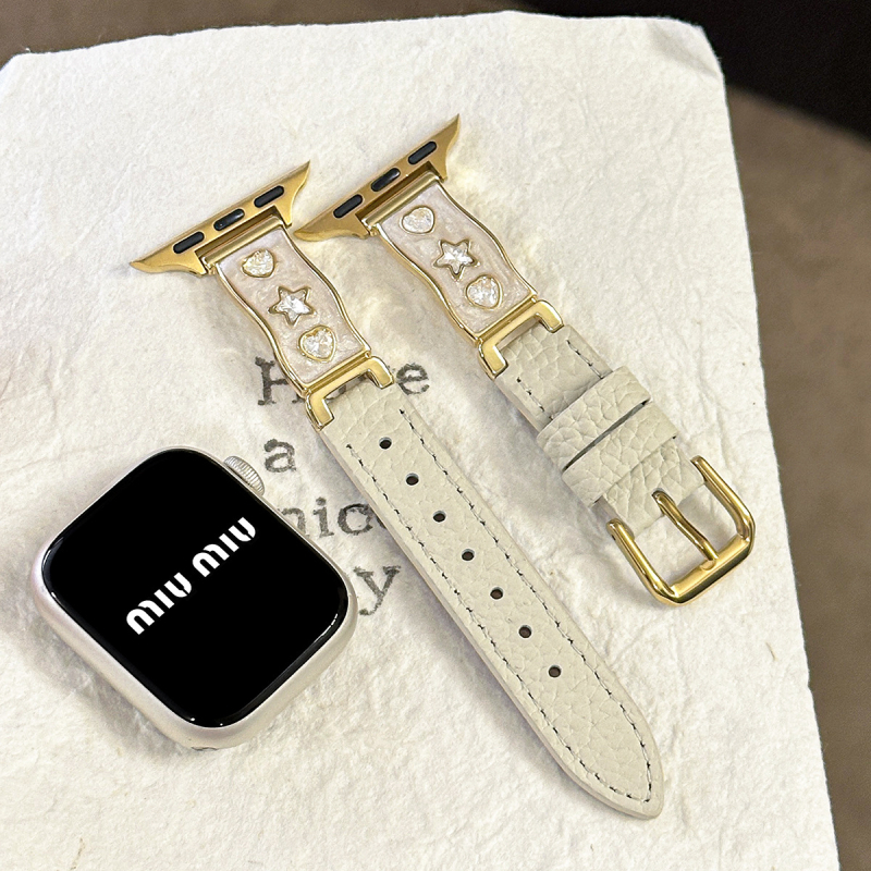 Staklena dijamantna polubrašna narukvica s kožnim remenom za Apple Watch, 38–49 mm