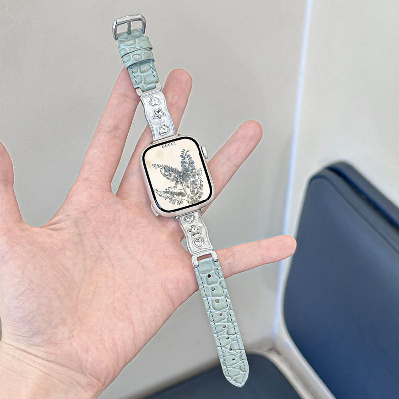 Staklena dijamantna polubrašna narukvica s kožnim remenom za Apple Watch, 38–49 mm