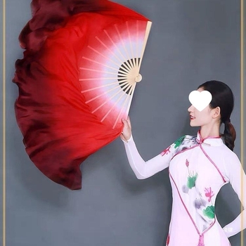 Копринен танцов фен, двустранен, за янгко и класически танци (материал: коприна; двустранен дизайн; употреба: за янгко и класически танц; квадратно танцуване)