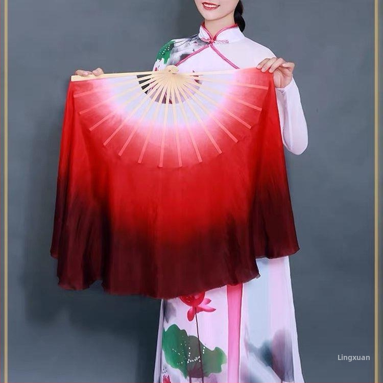 Svilnený tanečný fan, dvojstranný, pre Yangko a klasický tanec, štvorcový tanec (sila; dvojstranný; Yangko; klasický tanec)