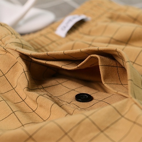 Πιτζάμα παντελόνια για το σπίτι – καρό βαμβακερό ύφασμα, μεσαία μέση, αναπνέοντα, κατάλληλα για όλες τις εποχές