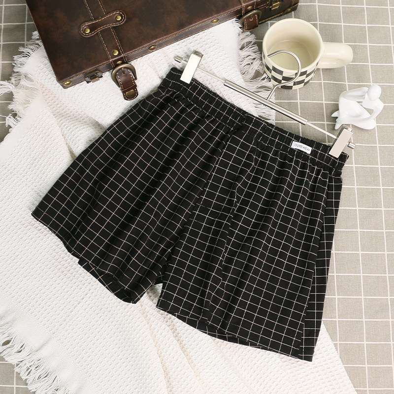 Πιτζάμα παντελόνια για το σπίτι – καρό βαμβακερό ύφασμα, μεσαία μέση, αναπνέοντα, κατάλληλα για όλες τις εποχές