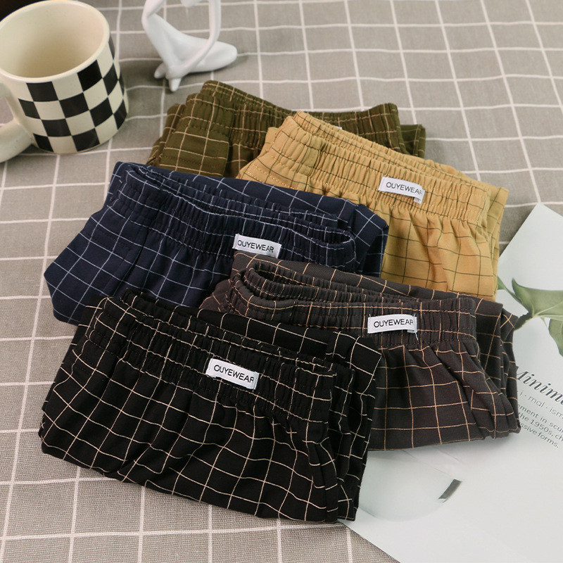 Πιτζάμα παντελόνια για το σπίτι – καρό βαμβακερό ύφασμα, μεσαία μέση, αναπνέοντα, κατάλληλα για όλες τις εποχές