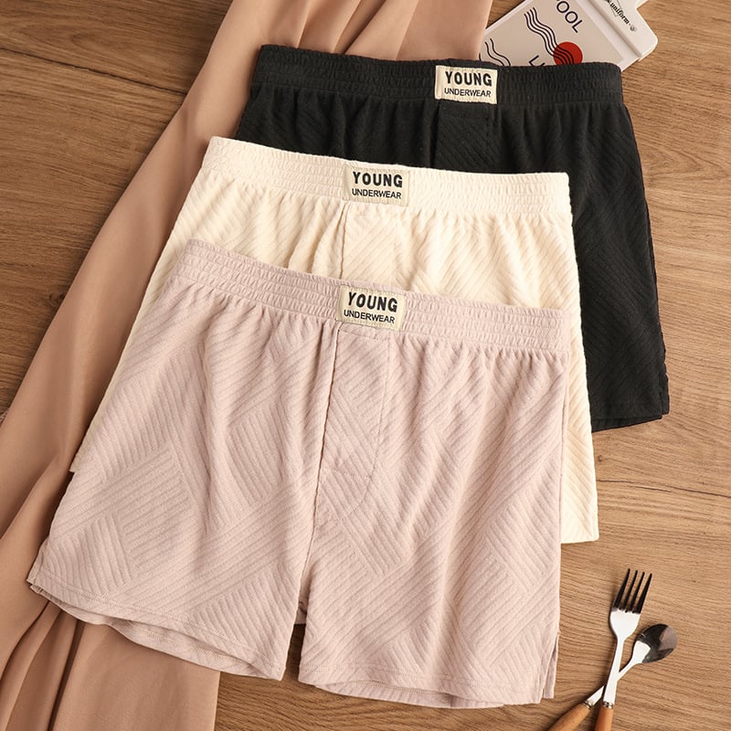 Chiloți bărbați din bumbac 95–100%, croială lejeră, respirabili, talie medie, țesătură jacquard, culoare solidă, pentru toate anotimpurile