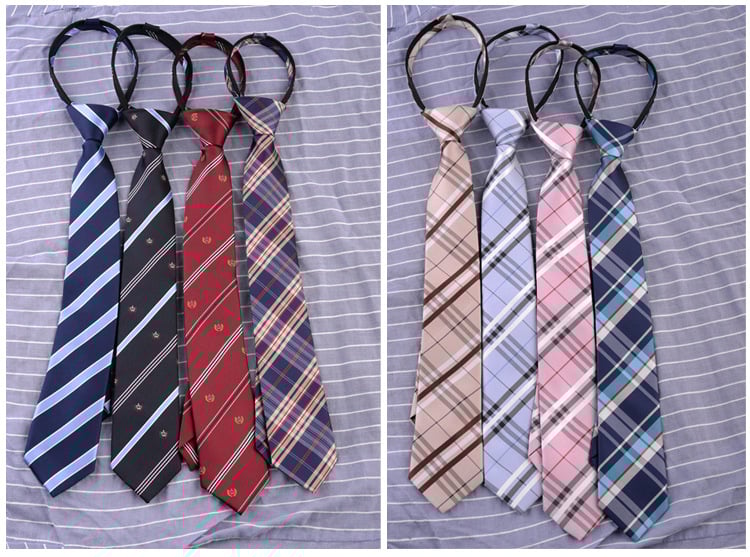 Вратовръзка без връзване с цип за жени, къс стил, Хелоуин cosplay, райета, полиестерна нишка, жакард