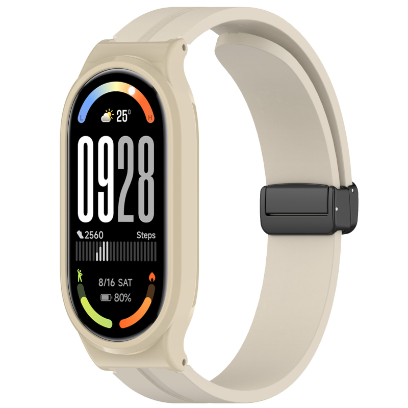 Silikonski kaiš s magnetskom kopčom za Xiaomi Mi Band 10; zaštitno kućište za Mi Band 9 NFC s preklopnom kopčom