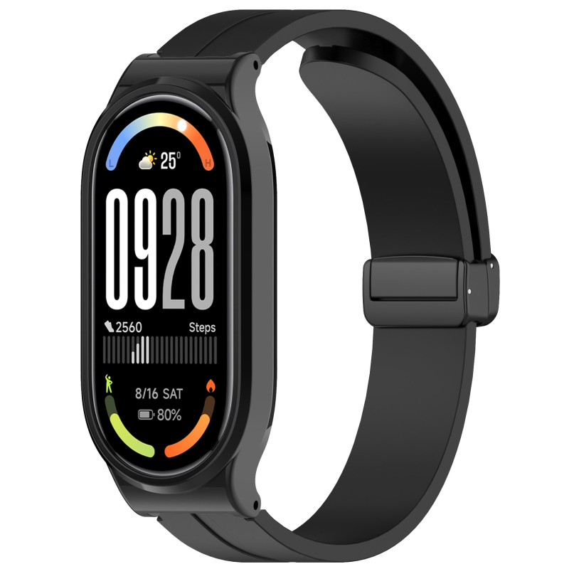 Silikonski kaiš s magnetskom kopčom za Xiaomi Mi Band 10; zaštitno kućište za Mi Band 9 NFC s preklopnom kopčom