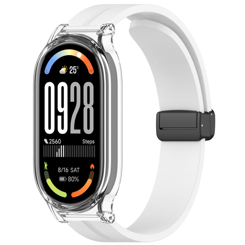 Silikonski kaiš s magnetskom kopčom za Xiaomi Mi Band 10; zaštitno kućište za Mi Band 9 NFC s preklopnom kopčom