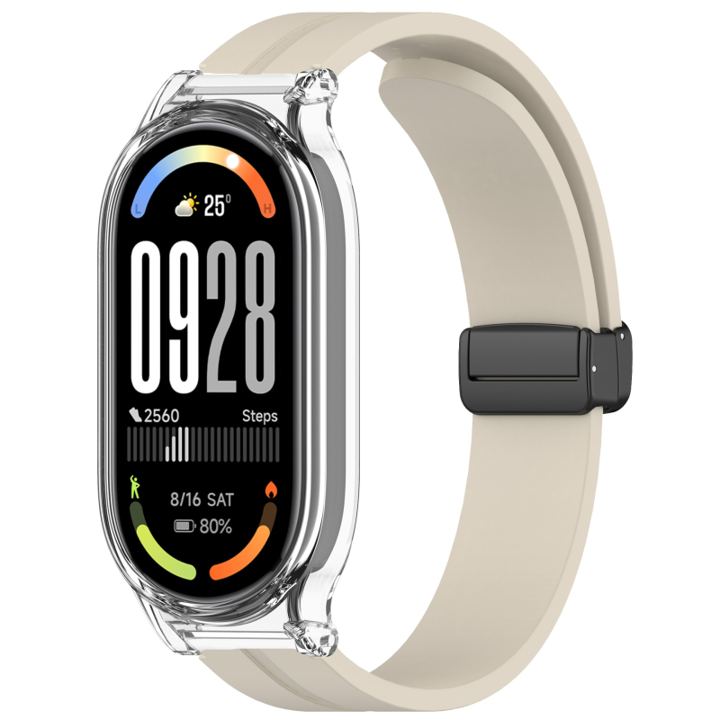 Silikonski kaiš s magnetskom kopčom za Xiaomi Mi Band 10; zaštitno kućište za Mi Band 9 NFC s preklopnom kopčom