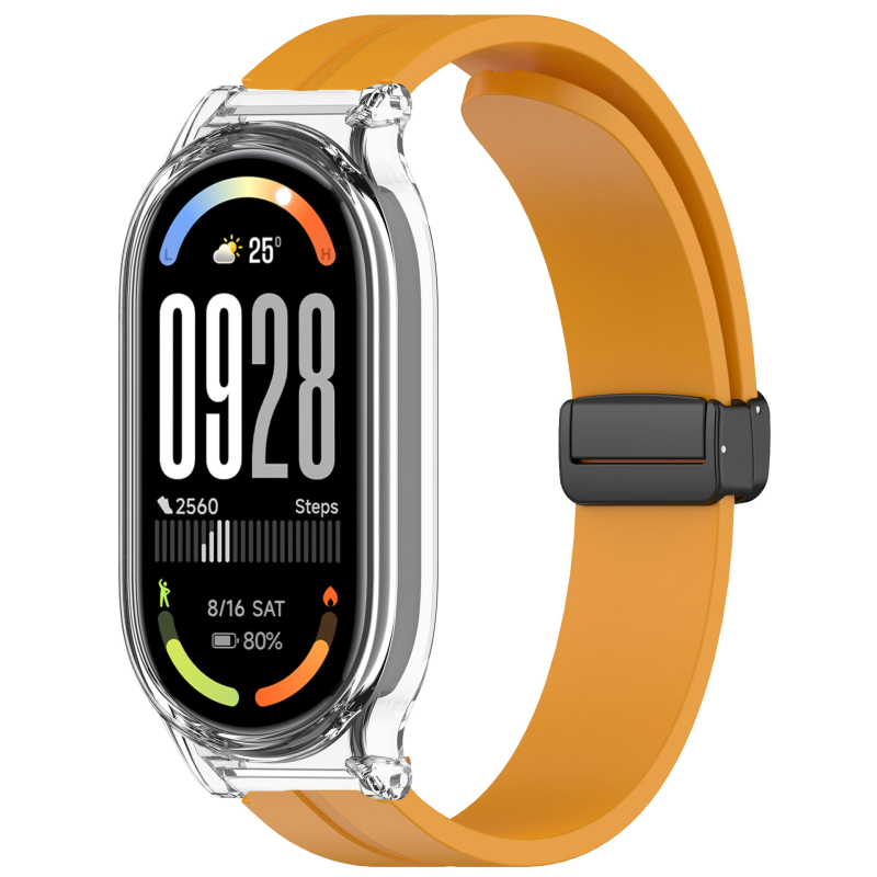 Silikonski kaiš s magnetskom kopčom za Xiaomi Mi Band 10; zaštitno kućište za Mi Band 9 NFC s preklopnom kopčom