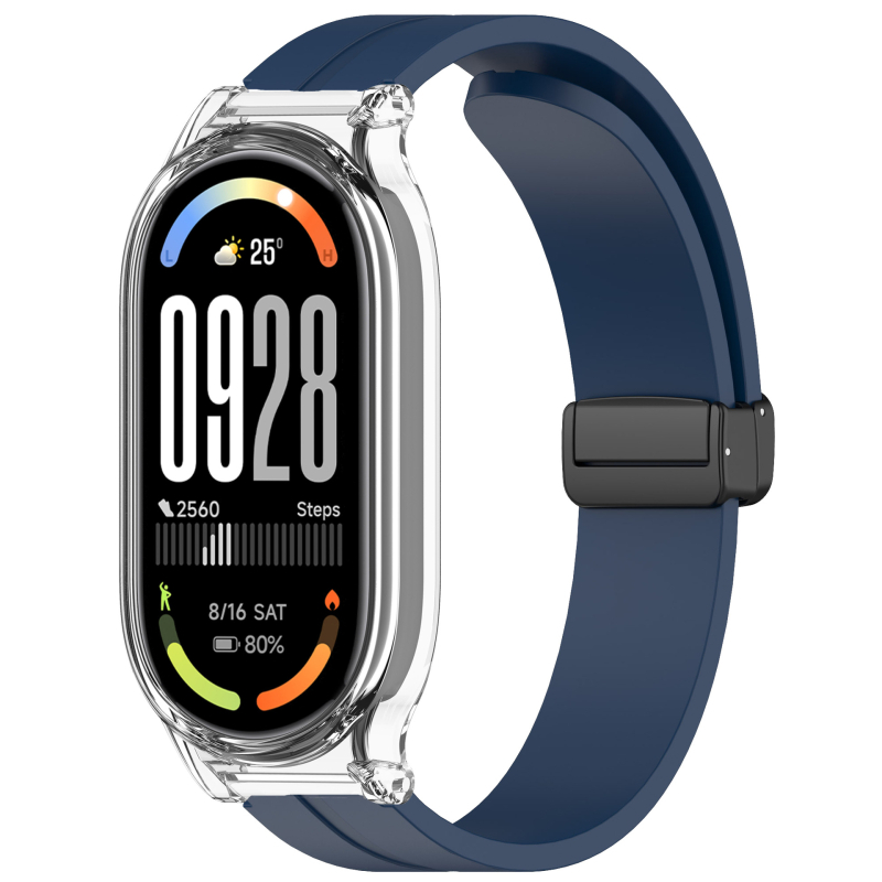 Silikonski kaiš s magnetskom kopčom za Xiaomi Mi Band 10; zaštitno kućište za Mi Band 9 NFC s preklopnom kopčom