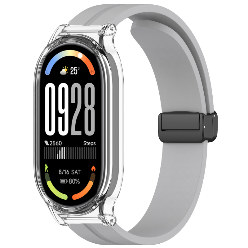 Silikonski kaiš s magnetskom kopčom za Xiaomi Mi Band 10; zaštitno kućište za Mi Band 9 NFC s preklopnom kopčom