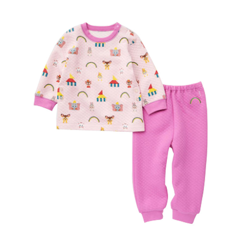 Детски японски стил термален комплект, 100% памук, унисекс, подплатен за топлина, за деца 3-8 г, пролет-есен-зима, домашно облекло