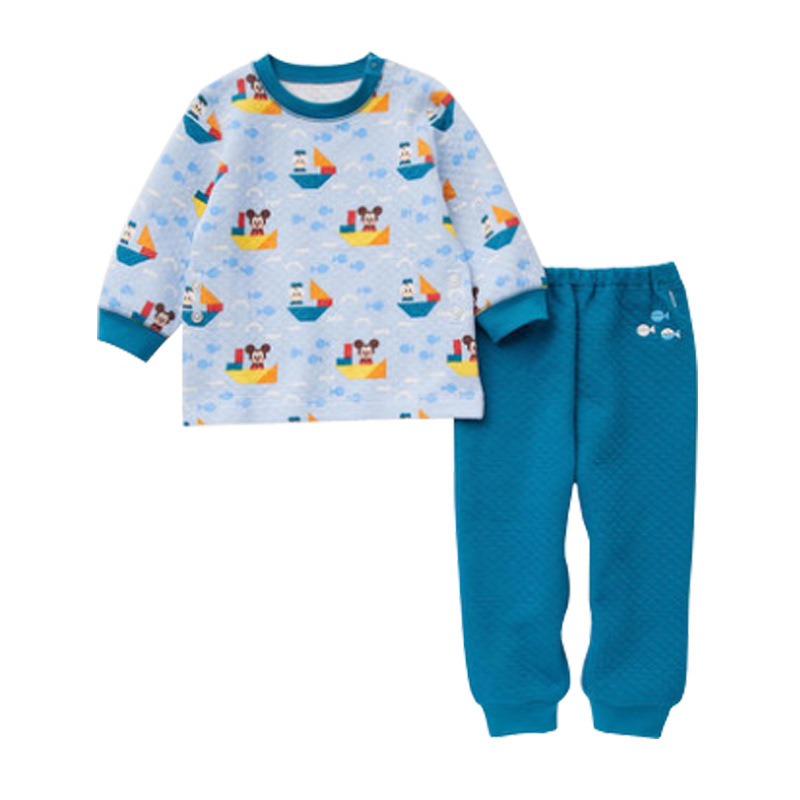 Детски японски стил термален комплект, 100% памук, унисекс, подплатен за топлина, за деца 3-8 г, пролет-есен-зима, домашно облекло