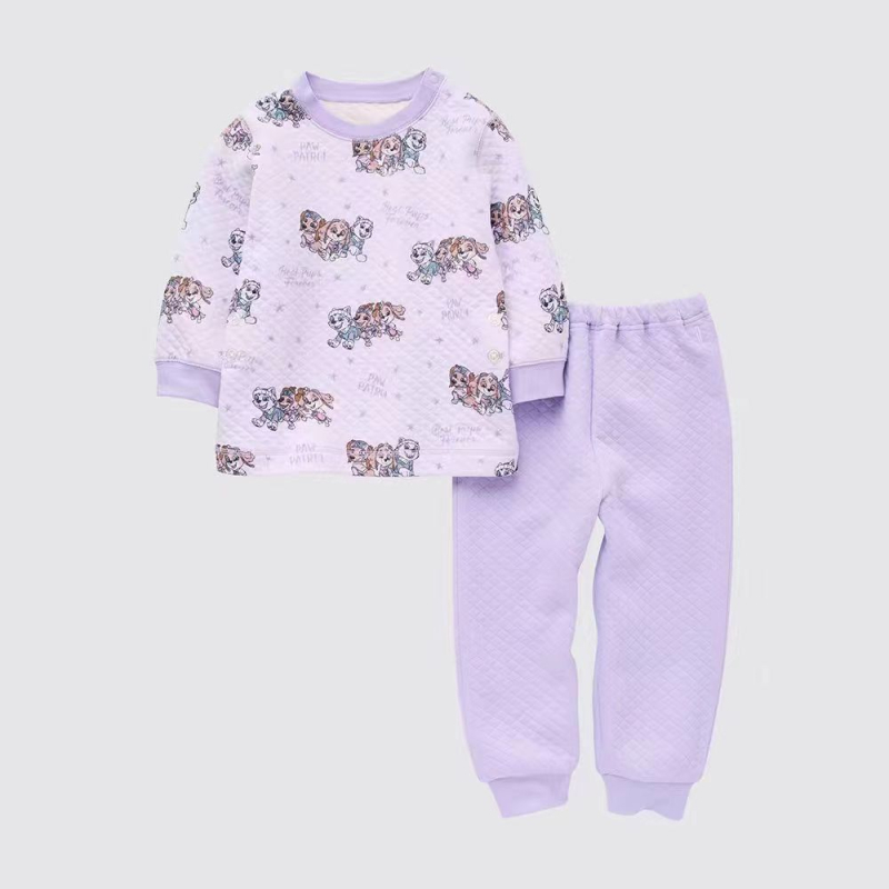 Детски японски стил термален комплект, 100% памук, унисекс, подплатен за топлина, за деца 3-8 г, пролет-есен-зима, домашно облекло