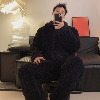 Elastinės medvilnės pižama su ilgomis rankovėmis, kvadratinė apykaklė, išlaiko šilumą