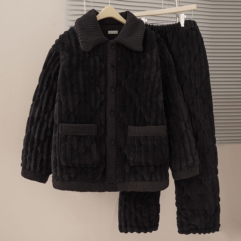 Elastinės medvilnės pižama su ilgomis rankovėmis, kvadratinė apykaklė, išlaiko šilumą