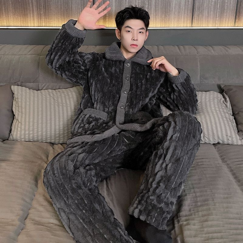 Elastinės medvilnės pižama su ilgomis rankovėmis, kvadratinė apykaklė, išlaiko šilumą