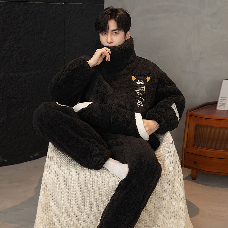 Elastinės medvilnės pižama su ilgomis rankovėmis, kvadratinė apykaklė, išlaiko šilumą