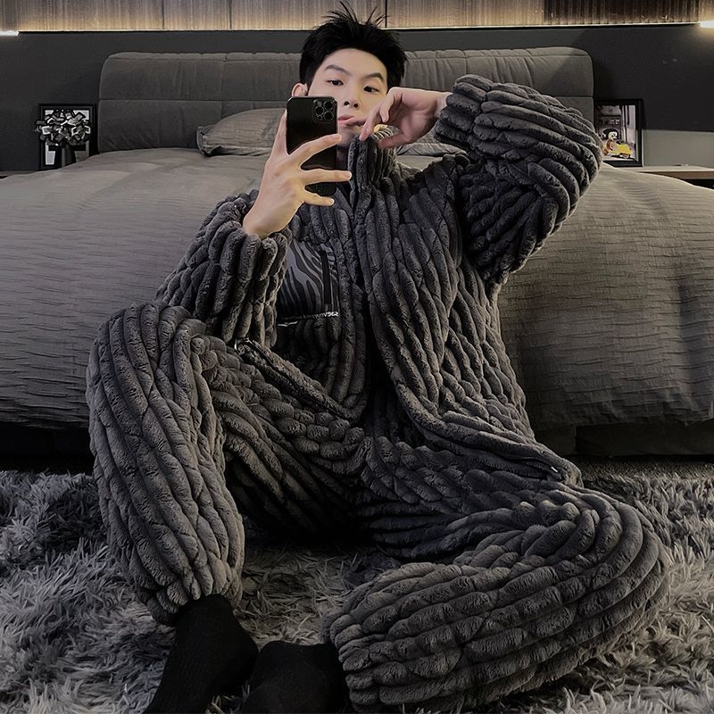 Elastinės medvilnės pižama su ilgomis rankovėmis, kvadratinė apykaklė, išlaiko šilumą