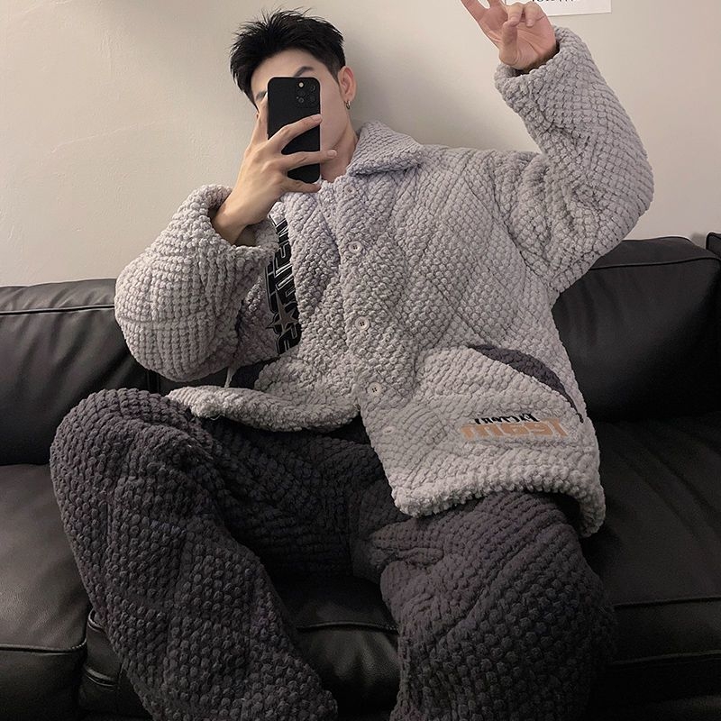 Elastinės medvilnės pižama su ilgomis rankovėmis, kvadratinė apykaklė, išlaiko šilumą