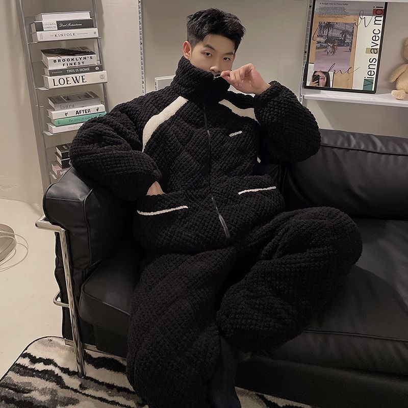 Elastinės medvilnės pižama su ilgomis rankovėmis, kvadratinė apykaklė, išlaiko šilumą