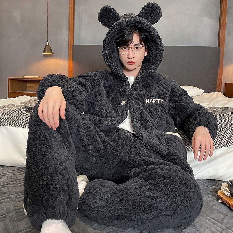 Elastinės medvilnės pižama su ilgomis rankovėmis, kvadratinė apykaklė, išlaiko šilumą