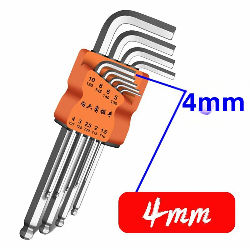 Sada vnútorných šesťuholníkových kľúčov, L-tvar, desať kusov, z tvrdej chróm-molybden-vanádovej ocele