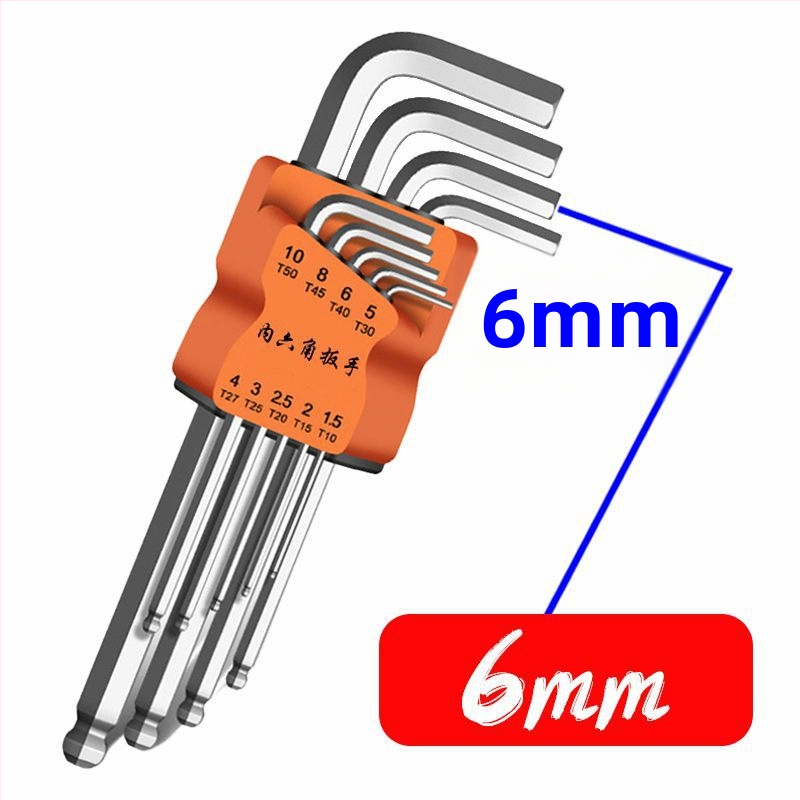 Sada vnútorných šesťuholníkových kľúčov, L-tvar, desať kusov, z tvrdej chróm-molybden-vanádovej ocele